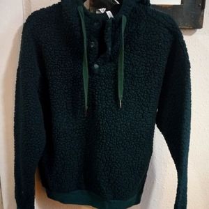 Dark green hooded sherpa